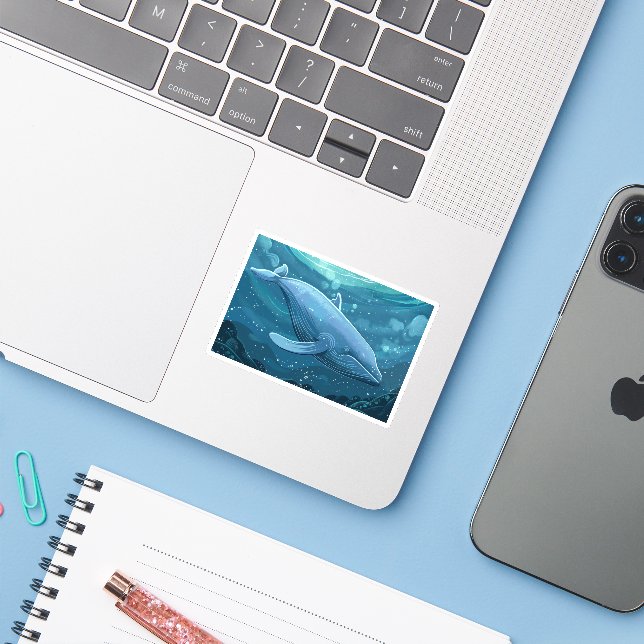 Blue whale  Small Sticker (Laptop w/ iPhone)