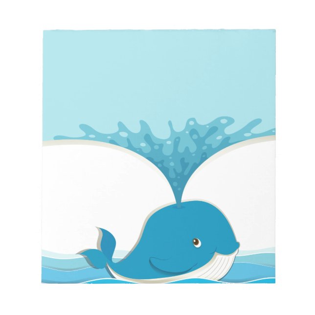 Blue whale splashing water notepad (Front)