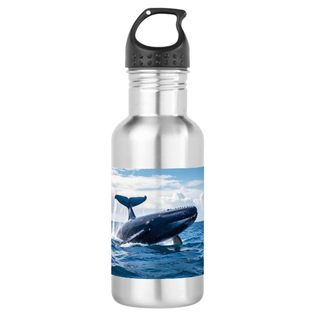 blue whale stainless steel water bottle (Front)