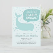 Blue Whale Stylish Baby Shower Invitations (Standing Front)