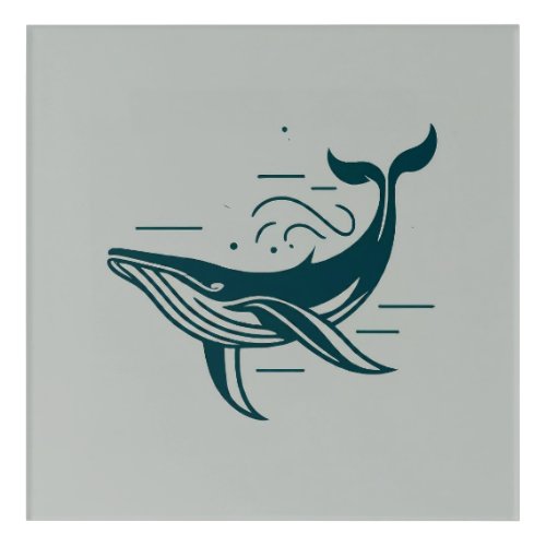 Blue Whale Swimming illustration Acrylic Print