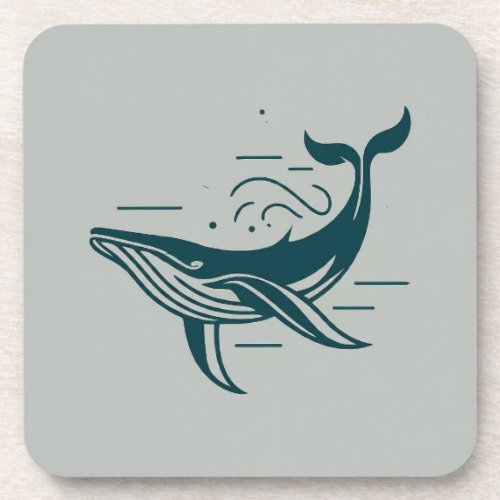 Blue Whale Swimming illustration Beverage Coaster
