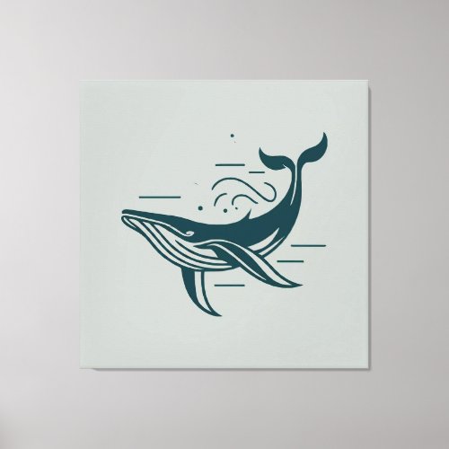 Blue Whale Swimming illustration Canvas Print
