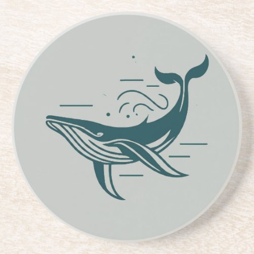 Blue Whale Swimming illustration Coaster