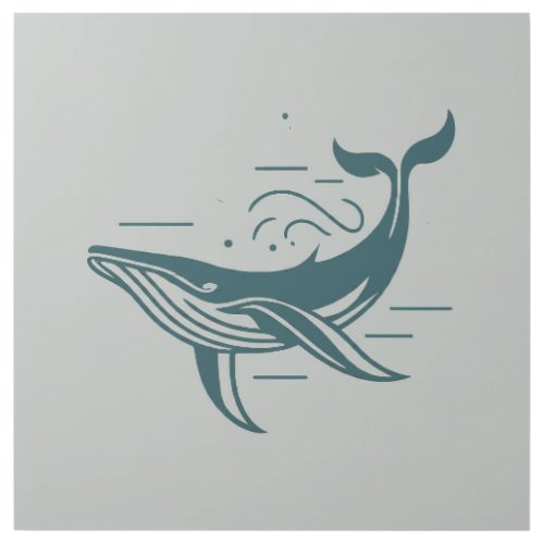 Blue Whale Swimming illustration Gallery Wrap