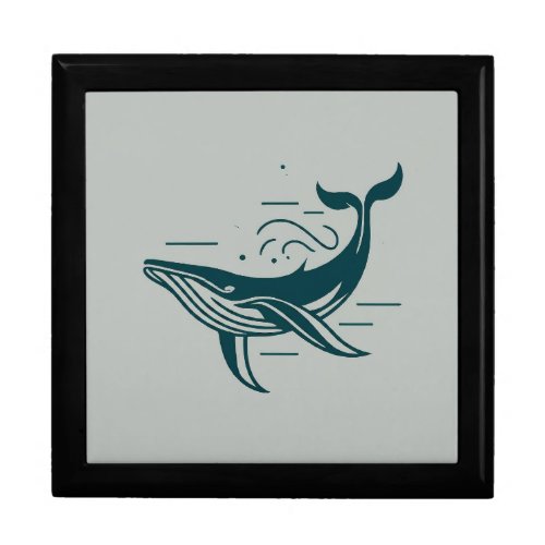 Blue Whale Swimming illustration Gift Box