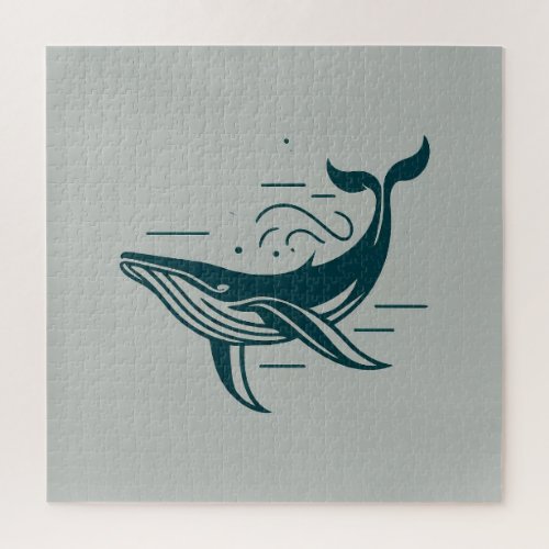 Blue Whale Swimming illustration Jigsaw Puzzle