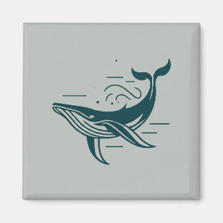 Blue Whale Swimming illustration Magnet
