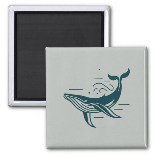 Blue Whale Swimming illustration Magnet