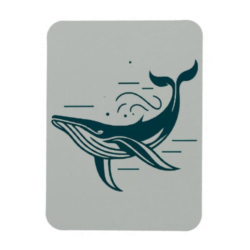 Blue Whale Swimming illustration Magnet