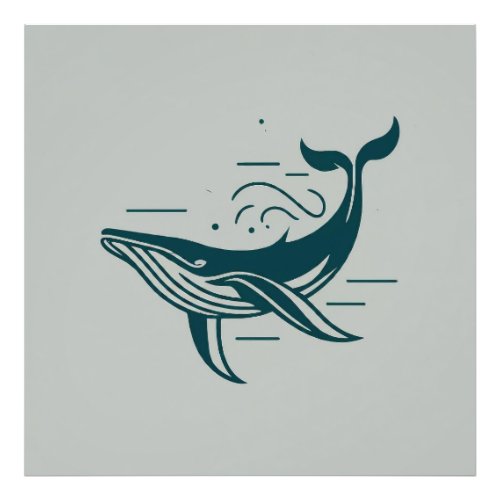 Blue Whale Swimming illustration Photo Print