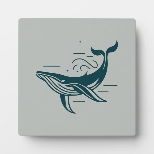 Blue Whale Swimming illustration Plaque