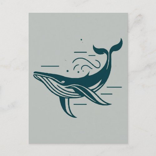 Blue Whale Swimming illustration Postcard