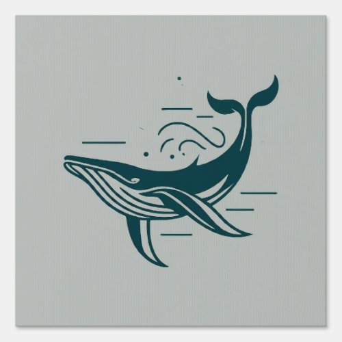 Blue Whale Swimming illustration Sign