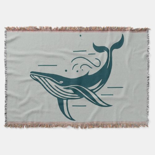 Blue Whale Swimming illustration Throw Blanket