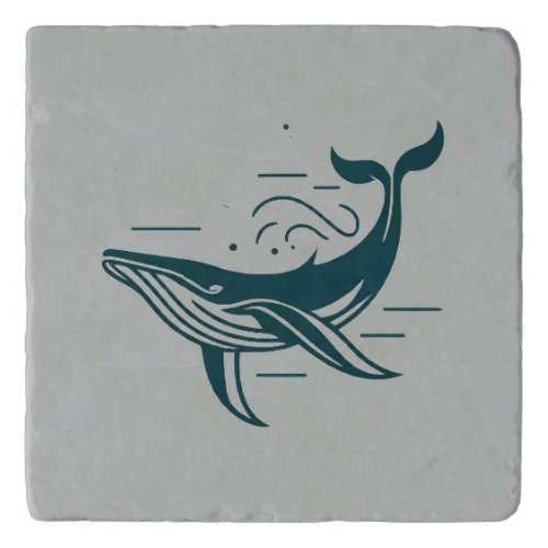 Blue Whale Swimming illustration Trivet