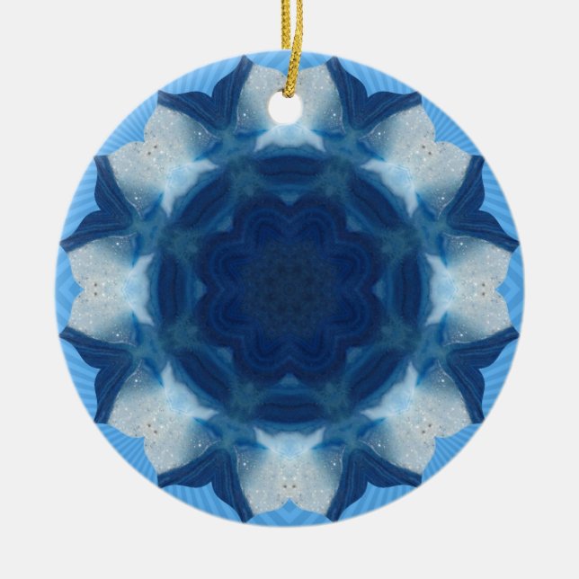 Blue "Whale Tail" Pattern! Ceramic Ornament (Front)