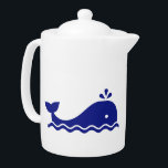 Blue whale teapot<br><div class="desc">Blue comic whale waves Fish Animal Orca Sea Ocean Water Fishing funny cute</div>