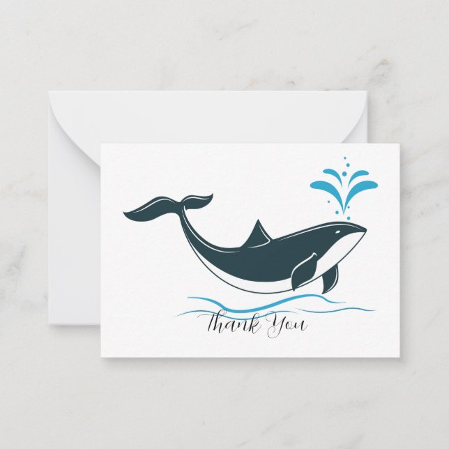 Blue Whale Thank You Note Card (Front)