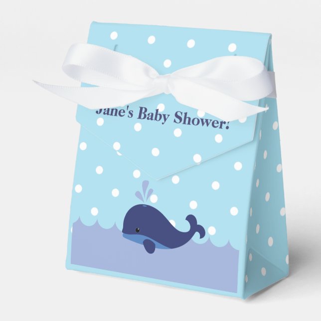 Blue Whale Themed Boy Baby Shower Favor Box! Boxes (Front Side)