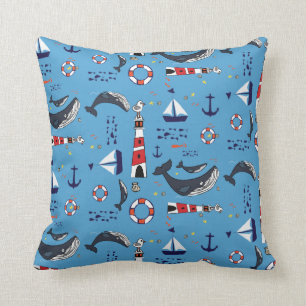 Blue Whale Throw Pillow