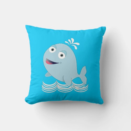 Blue Whale Throw Pillow