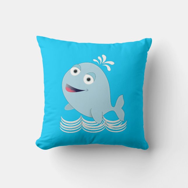 Blue Whale Throw Pillow (Front)