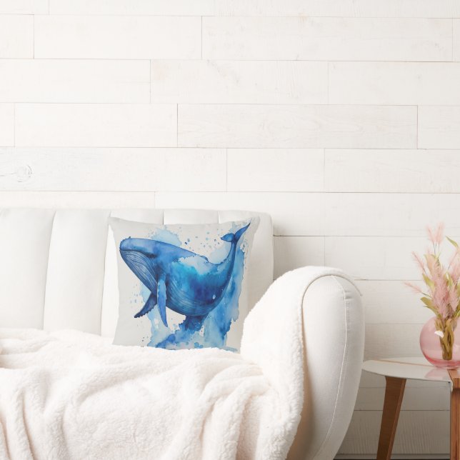 Blue Whale Throw Pillow (Couch)