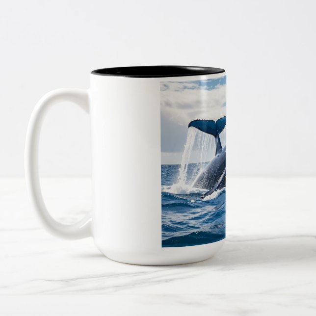 blue whale Two-Tone coffee mug (Left)