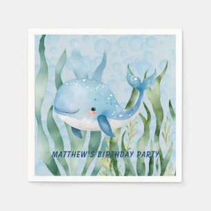 Blue Whale Under The Sea Boy Birthday Party Napkins