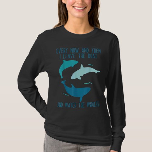 Blue whale watching cetacean T_Shirt
