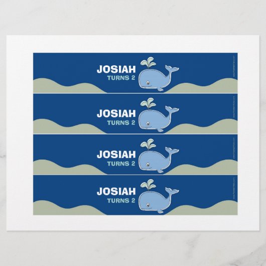 Blue Whale Water Bottle Labels (Front)