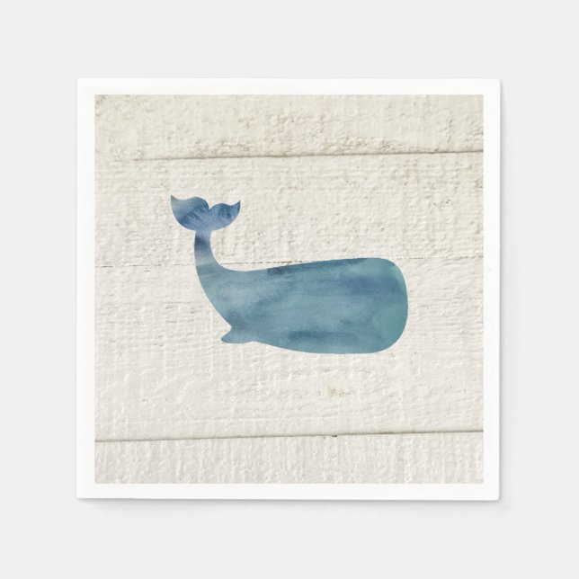 Blue Whale Watercolor Texture Napkins (Front)