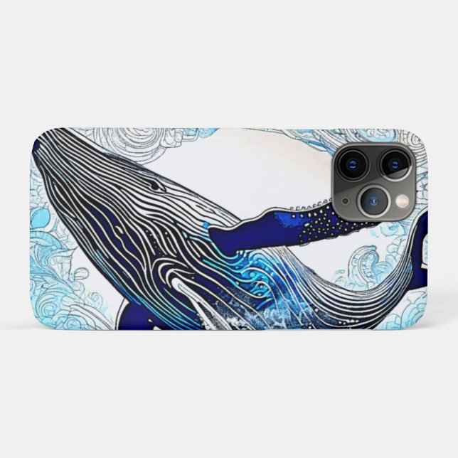 Blue Whale Wave Art Case-Mate iPhone Case (Back (Horizontal))