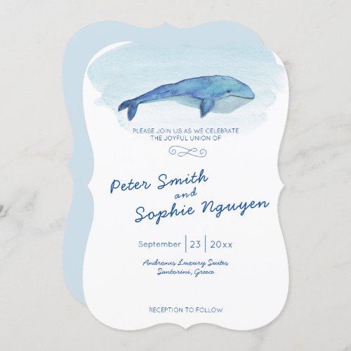 Blue whale Wedding invitation