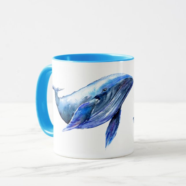 Blue Whale wishes Merry Christmas Mug (Front Left)