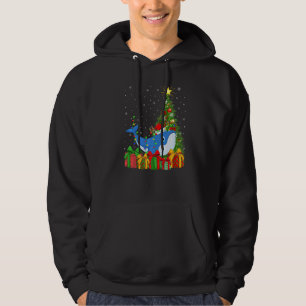 Blue Whale Xmas Lights Santa Blue Whale Christmas Hoodie