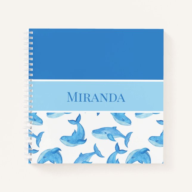 Blue Whale Your Name Ocean Sea Life Notebook (Front)