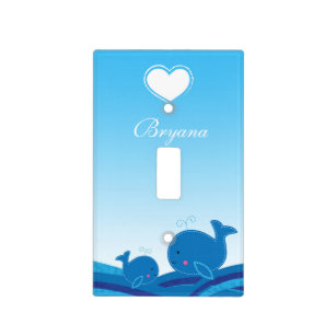 Blue Whales Baby Nursery Decor Light Switch Cover
