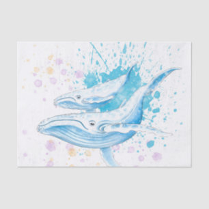 Blue Whales Color Splash Tissue Paper