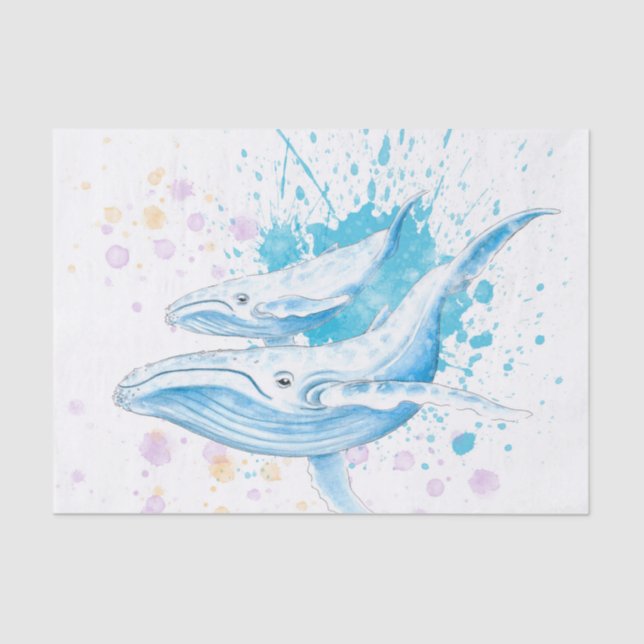 Blue Whales Color Splash Tissue Paper (Front)