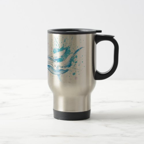 Blue Whales Color Splash Travel Mug