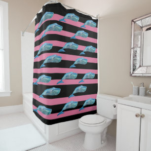 Blue Whales custom Background color Shower Curtain