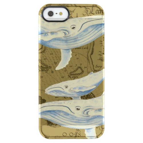 Blue Whales Family Olive Green Clear iPhone SE55s Case