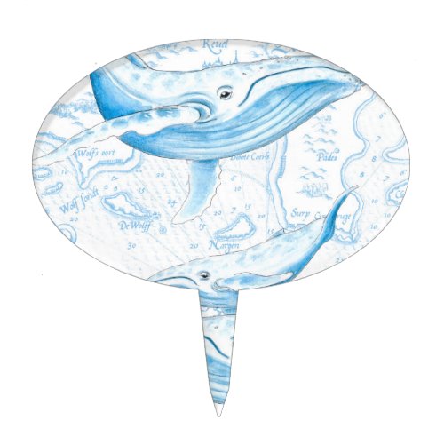 Blue Whales Family White Cake Topper