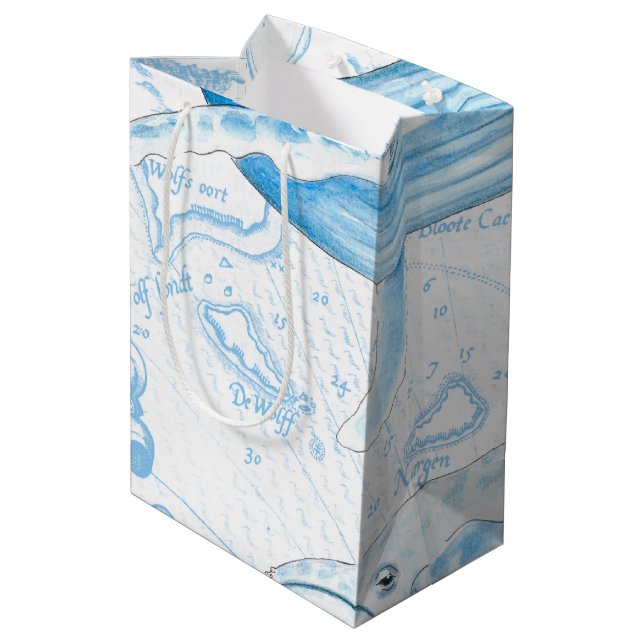Blue Whales Family White Medium Gift Bag (Back Angled)