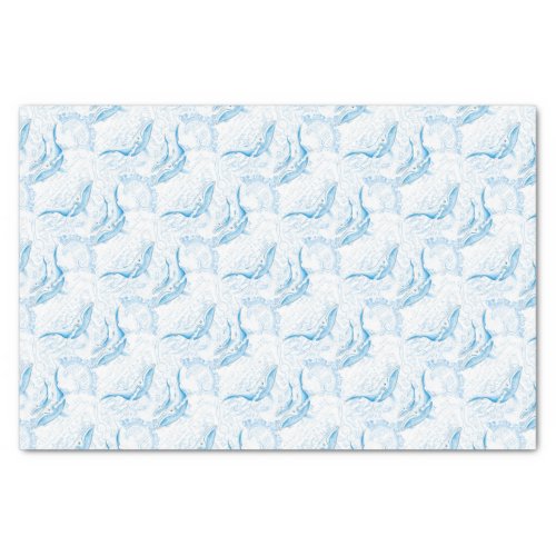 Blue Whales Family White Tissue Paper