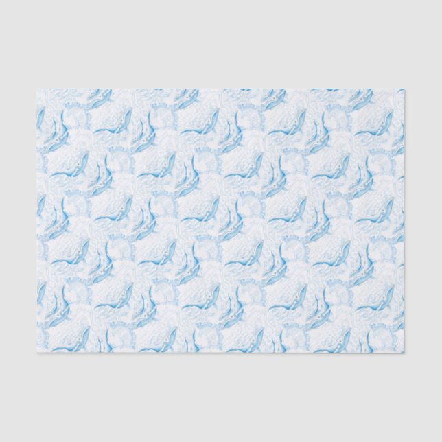 Blue Whales Family White Tissue Paper (Front)