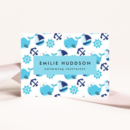 Blue Whales Swim Instructor Swimming Coach Business Card