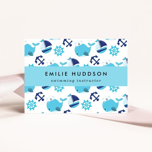 Blue Whales Swim Instructor Swimming Coach Business Card